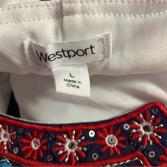 Dress Barn Westport White Sleeveless Dress Embroidered Flowy Boho - Picture 4 of 13